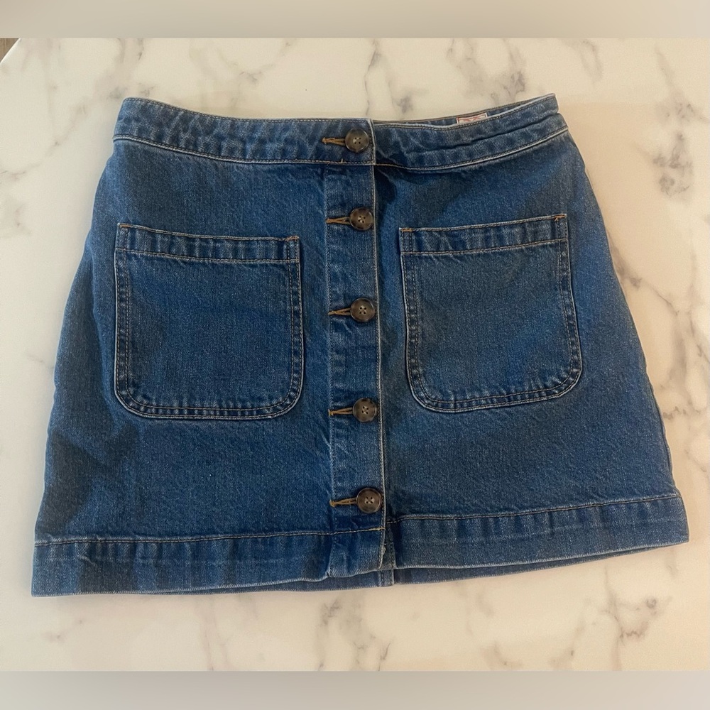 ☀️We The Free Denim Mini Skirt Button Front High Rise Size 28 Boho
